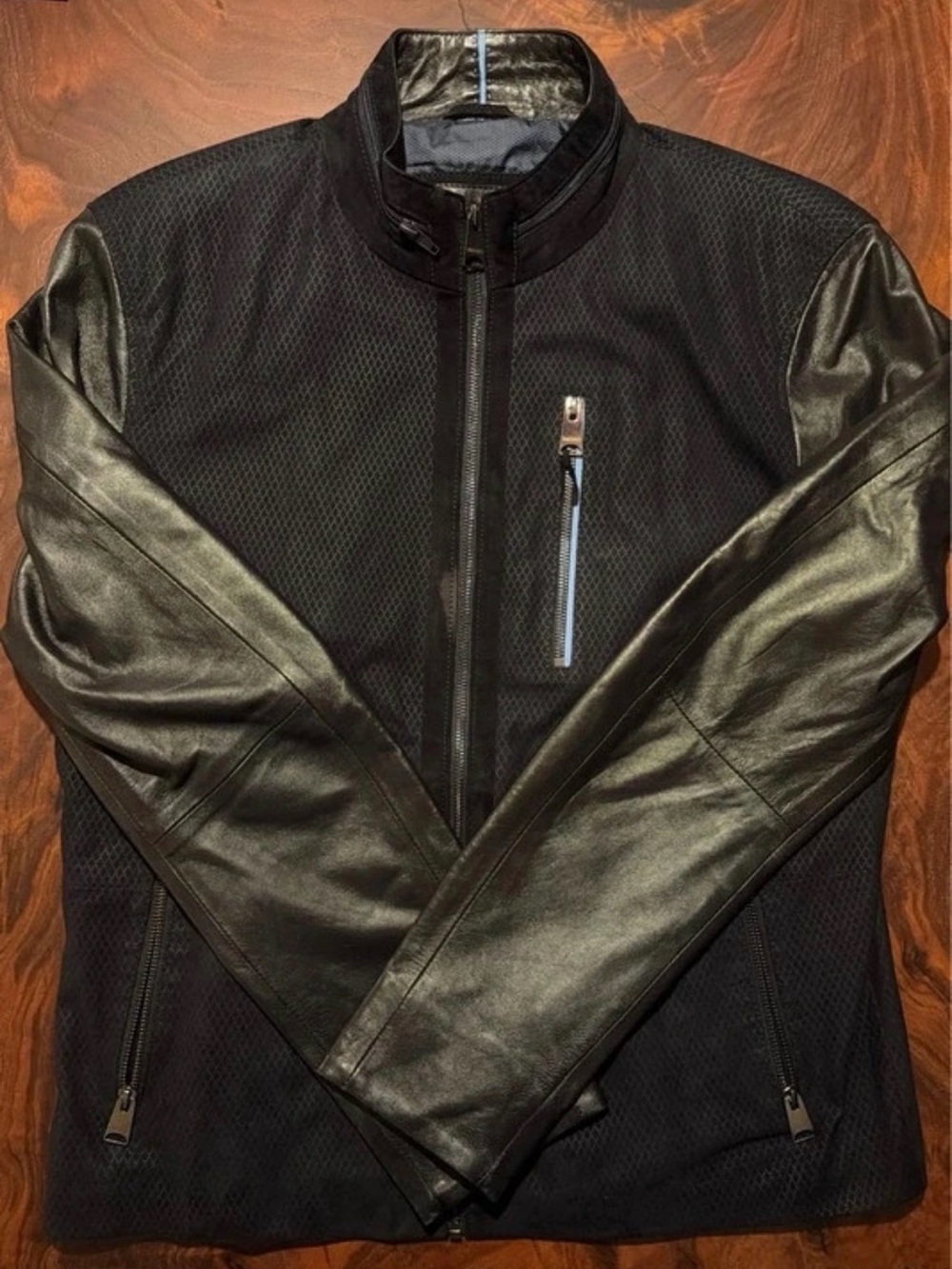 MACEOO Paris Leather Suede jacket black + dark navy L